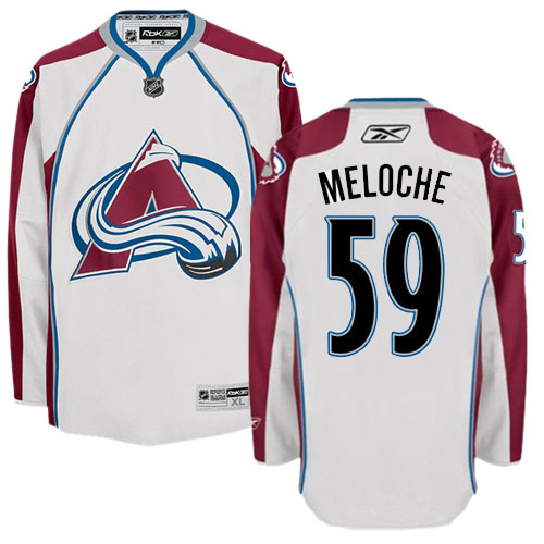 Mens Reebok Colorado Avalanche 59 Nicolas Meloche Authentic White Away NHL Jersey